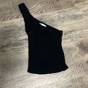 One Shoulder Ribbed Crop Top